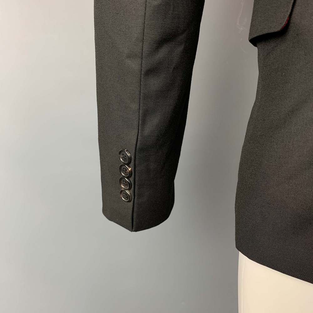 KRIS VAN ASSCHE Black Wool Peak Lapel Sport Coat - Picture 4 of 7